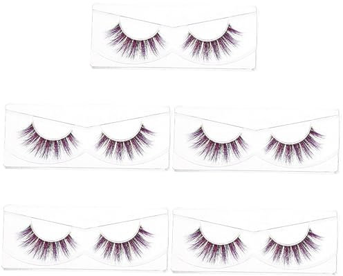 DOITOOL 5paia Ciuffetti Per Ciglia Finte Colorate Extension Naturali Per Occhi Da Festa e Cosplay Effetto Riutilizzabili Look Naturale e Affascinante