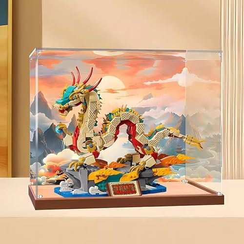 Acryl Vitrine Kompatibel Mit 80112 Auspicious Dragon, Schaukasten Showcase Staubdichte Display Case für 80112 - Nicht Enthalten Modellbausatz (Stil B)