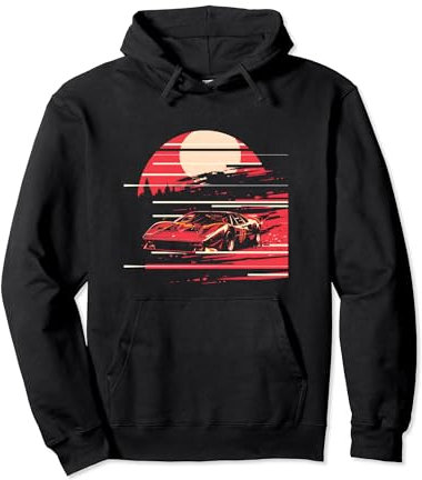 Roter Sportwagen im Sonnenuntergang Shirt Motorsport Fan Pullover Hoodie