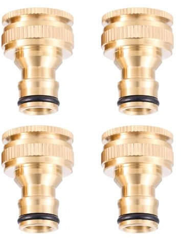 Hicello Lot de 4 connecteurs rapides pour robinet d'arrosage, 1,9 cm et 1,27 cm 2 en 1, connecteur de robinet femelle en laiton, adaptateur de robinet fileté standard