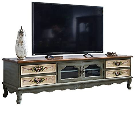 HASMI TV-Schrank Elegante rustikale TV-Konsole, Retro-TV-Ständer, Entertainment-Center mit handbemaltem, langlebigem TV-Medienkonsolenschrank mit viel Stauraum Fernsehschrank (Size : 180 * 50 * 50CM)