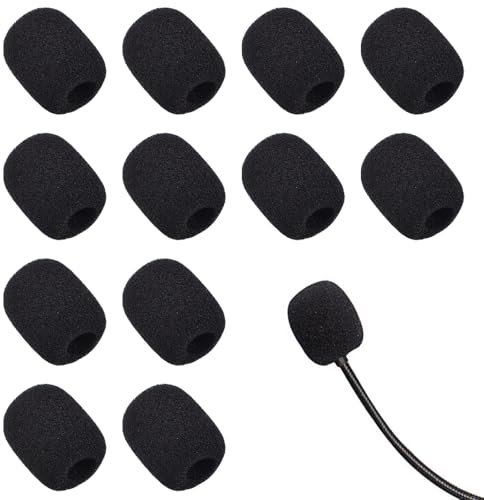 Disnace 12 Pack Headset Microphone Foam Cover, Mini Foam Microphone Windscreen, Microphone Sponge Foam Covers, Windscreens Foam Cover Set, Microphone Wind Muff for Small Lapel and Headset Microphones