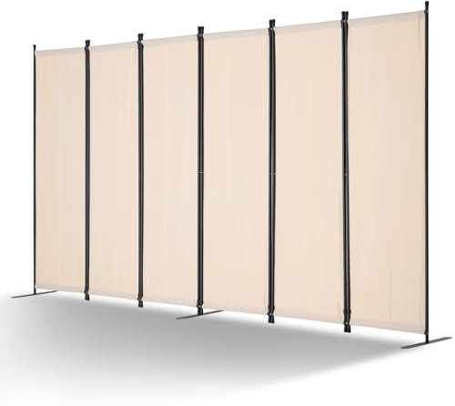 VEVOR Divisorio per Ambienti a 6 Pannelli, Schermo per Privacy Pieghevole, Divisorio Portatile per Separazione degli Ambienti, Divisorio per Ambienti Indipendente per Camera da Letto, Studio, Beige