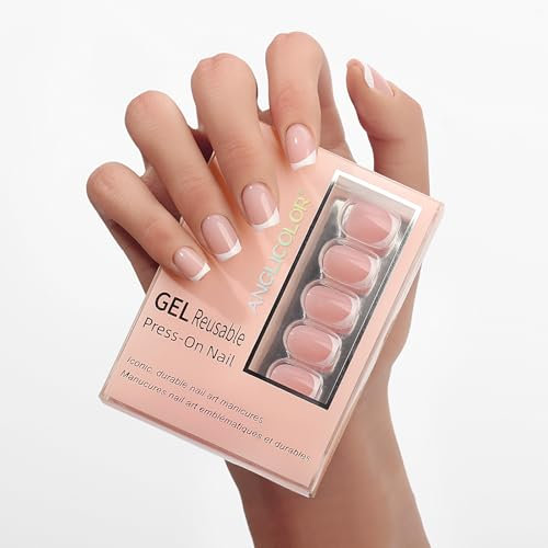 Anglicolor Nägel zum Aufkleben,French Press On Nägel,Kurze 32 Stück weiche Gel-Kunstnägel in 16 Größen, wiederverwendbares Kunstnägel set mit Nagelkleber(ACXN-5, 32 Stück)