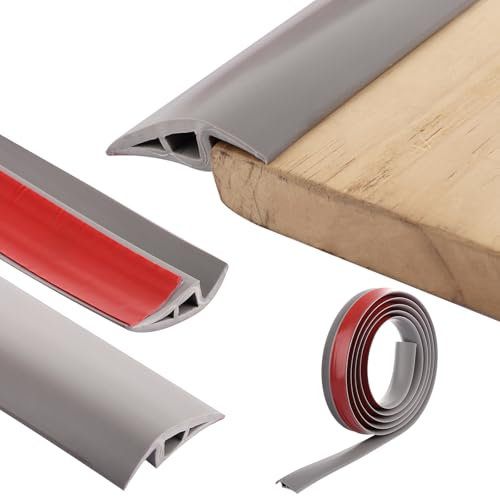 LOPYXBR Bande de seuil de porte autocollante en PVC pour porte, 4 m x 5 cm, gris, 50 mm, pour carrelage, bois, portes (gris, 5 cm)