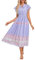 GRACE KARIN Ladies Casual Summer Beach Dress Elegant Short Sleeves Flowy Sun Dress Chiffon Flowy A Line Dress Purple Floral S