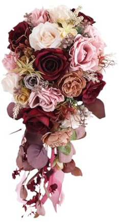 Harilla Künstliche Blumen dekorative Blumensträuße für die Hochzeitsparty, künstliche Blumen Waterfall Rose, Brautstrauß, Hochzeitsdekoration Blumen für Valentinstag, Tafelaufsätze, Jahrestag, Stil g