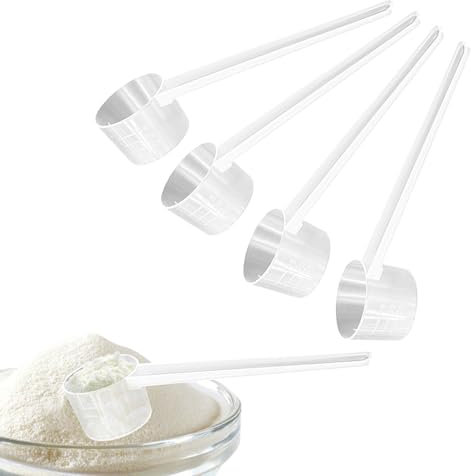 4 Stück Messlöffel, Dosierlöffel Transparent mit Skala 2g, 3g, 4g, 5g Waagen, Gramm Löffel, Messlöffel Gramm, Transparent Measuring Spoons für Backen Kochen Kaffee Waschpulver Proteinpulver