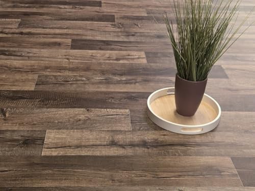 PVC Bodenbelag Vinylboden in kontrastreicher Holz Optik, Zuschnitt (2m breit / 2m lang)