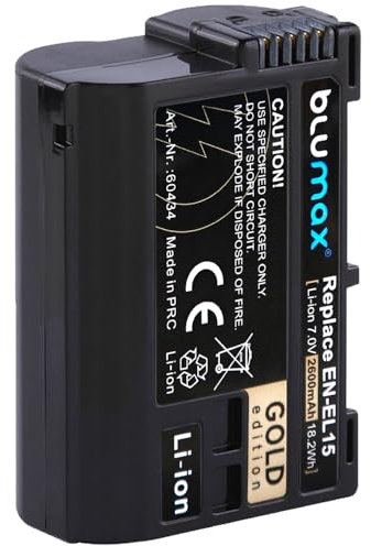 blumax Akku Ersatz für Nikon EN-EL15c |- 2600mAh -| EN-EL15b EN-EL15a EN-EL15 für /- Z8 Z7 II Z6 III Zf -/ Z5 D800 D850 D7200 D7500 - MH-25 MH-34