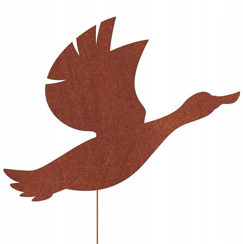 Kapaga - Gartenfigur aus Rost auf Einschlagbeinen - Metall Tierfigur - Edelrost Dekofigur - Tier Figur - Dekoration Gartendeko - Gartendekoration (Stockente - Höhe 49 cm)