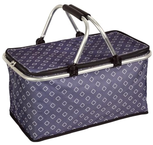 KESPER | Einkaufskorb mit Thermobeschichtung, faltbar, Material: Polyester mit Metallrahmen, Maße: 50 x 29 x 25,5 cm, Farbe: