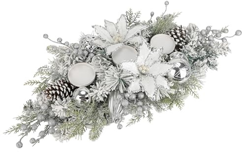 Weihnachtsdeko Tropfen Girlande für Weihnachten - Kerzenhalter, Künstliche Winter Swags Girlande mit Weihnachtsblumen Berry Clusters Christbaumkugeln für Weihnachtsdekoration
