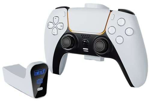 Rechargeable Battery Pack for PS5/Slim/Pro Controller with 2000mAh Type-C Fast Charging, Digital Display, Quad Protection & Wireless Charging (White)