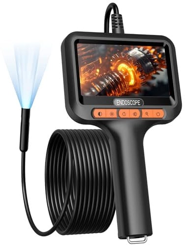Uiivzey 10M Endoskopkamera, 1920P HD Kanalkamera mit Licht Inspektionskamera mit 4,3 Zoll IPS Bildschirm, IP67 Waterdichte Rohrkamera, 8mm Geteilte Schlangenkamera Professionelles Industrie Endoskop