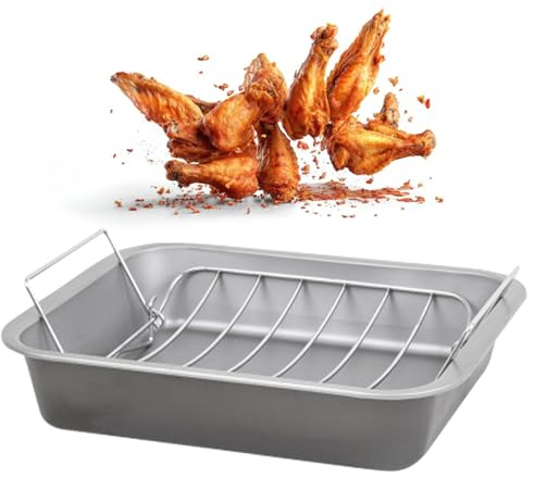 36cm Non-Stick Stainless Steel Curved Roasting Rack & Tray for Ovens