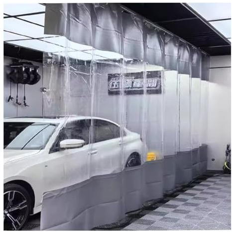 Cortina De Vinilo para Exteriores con Lona Transparente, Divisor Industrial De Alta Resistencia para Divisores De Garaje, Lavados De Autos, Bloqueo De Viento para Patios(2.7X2.8 M)