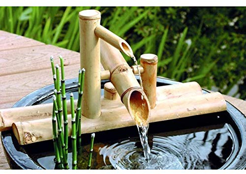 Bambusbrunnen-Dekor-Wasserauslauf mit Pumpe – für den Außenbereich, japanischer Garten, Wasserfall-Funktion, 40 cm
