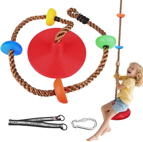 3-in-1 Kletterseilschaukel mit rutschfestem Sitz und bunten Plattformen | Höhenverstellbar, Tragkraft 150 kg | Spielzeug für drinnen und draußen für Kleinkinder und Kinder