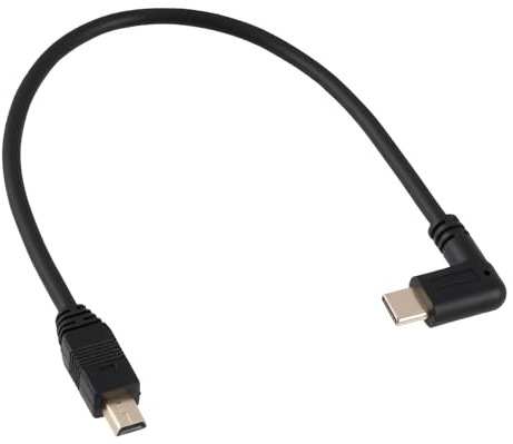 CanQuanSWZX Câble 90 Degrés USB C vers Mini USB 26CM, Adaptateur USB C Mâle vers Mini USB Mâle pour Appareil Photo, Lecteur MP3 et Dispositifs USB Mini, Synchronisation et Charge