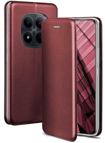 ONEFLOW Business Case für Redmi Note 15 Pro+ 5G Handyhülle klappbar mit Standfunktion, Klapphülle Flipcase Cover Dünn, PU Leder Hülle mit Kartenfach, 360 Grad Schutzhülle, Weinrot