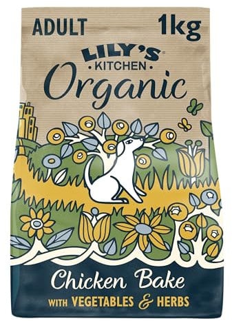 Lily's Kitchen Mit natürlichen Zutaten hergestellt Trockenfutter für ausgewachsene Hunde Hundefutter Bio Huhn-Auflauf Ausgewogene Ernährung 1kg Beutel