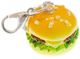 Miniblings Hamburger Cheeseburger Charm Burger 20mm - Handmade Modeschmuck I Kettenanhänger versilbert - Bettelanhänger Bettelarmband - Anhänger für Armband