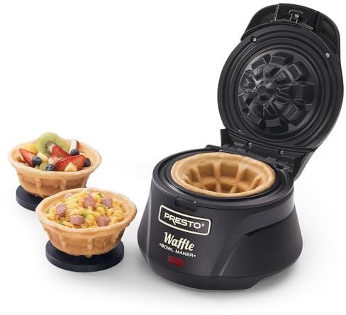Presto 3500, Black, 03500 Belgian Waffle Bowl Maker, 9.3 x 8.25 x 5.25 inches, Nonstick
