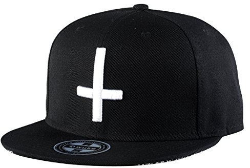 Aivtalk Hip-Hop Baseball Cap Kappe Mütze Unisex Snapback Verstellbare Baseballcap Original Kreuz Gedruckte Basecap - Schwarz