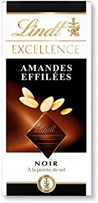 Lindt - Tablette Amandes Effilées à la Pointe de Sel EXCELLENCE - Chocolat Noir - 100g
