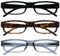 OPULIZE ACE Lesebrille für Damen und Herren - 3er-Pack - Schmaler Rechteckiger Rahmen - Komfort Federscharniere - Kratzfest - Schwarz Braun Schildpatt Grau +2.00