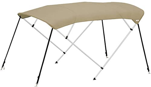 Oceansouth 4 Bow Bimini Top with Integrated Storage Boot (Sand, Breite 1.7m - 1.9m) Bogen Bimini top Boot ueberdachung bootsabdeckung bootsverdeck Edelstahl zubehör Abdeckung Boat Canopy