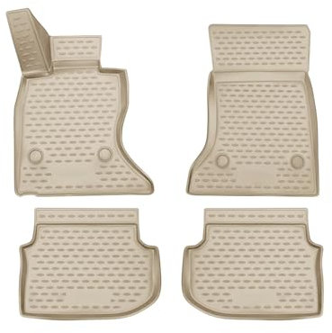 OMAC Gummimatten Fußmatte kompatibel mit BMW 5er Limo Touring F10 F11 2010-13 TPE Beige 4X