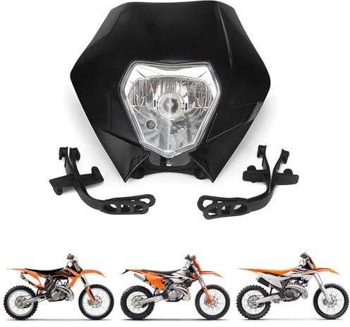 Projecteur de moto Projecteur avant universel pour EXC250 SX250 SXF250 EXC450 SX350 SXF450 EXC525 Etc La plupart des Dirt Pit Bike Enduro Supermoto - Noir