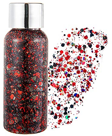 GL-Turelifes Mermaid Pailletten Chunky Glitter Liquid Lidschatten Glitter Body Gel Festival Glitter Kosmetik Gesicht Haar Nägel Make-up Long Lasting Sparkling 30 g (08# Rot)