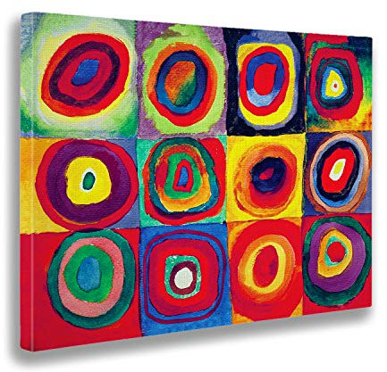 Giallobus - Gemälde - Vassily Kandinsky - Studium der Farbe - Leinwand mit Standardrahmen - 100L x 70l cm - Bereit zum Aufhängen - Moderne Gemälde