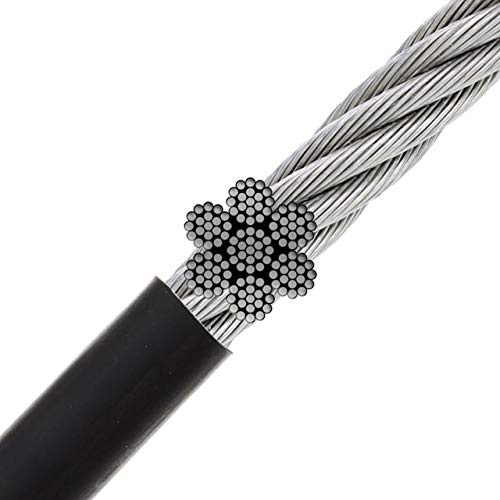 Athlete Technologies, Corda per Macchina da Palestra, Filo di Acciaio con Rivestimento in Nylon, 7 x 19 4-6 mm, Nero