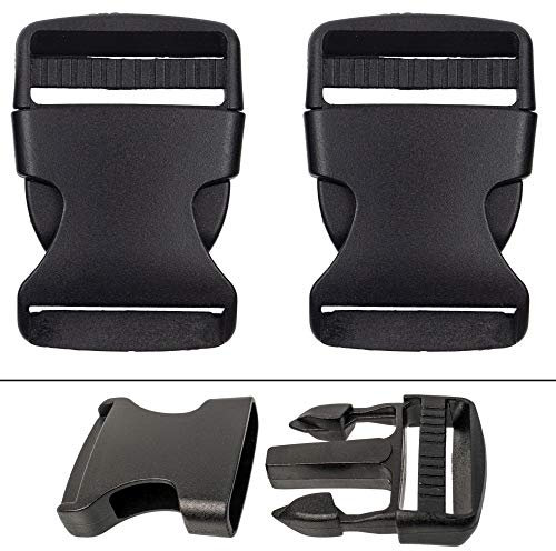 Steckschnallen, Größe 38 mm, 2 Stück, in Schwarz, aus Kunststoff, Gurtbänder Steckschnallen-Klickverschluss, Ersatz Steckverschluss, Schnalle Reparatur, Rucksack Gurtschnalle, Steckschließe Gurt