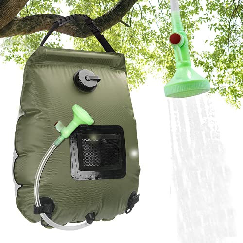 ASANMU Bolsa de Ducha Solar, 20L Bolsa De Ducha de Camping Solar, Ducha portatil Camping, Bolsa de Ducha con Calefacción Solar, Acampada Ducha con Manguera y Cabezal de Ducha para Senderismo, Escalada