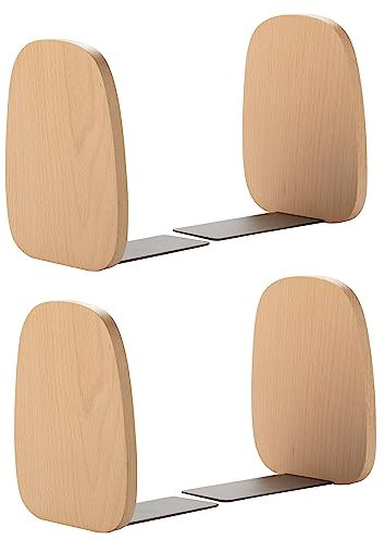 Muso Wood Buchstütze, Buchstützen aus Holz Buchhalter für Regale Dekorative Bücherstützen Buchhalterung Bookends für Schule, zu Hause, Büro und als Schulgeschenk (Buchenholz, 2 Paare)