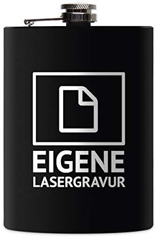 Flachmann 237 ml Schwarz Matt 8 oz individuelle Gravur Geschenk - Eigene Gravur