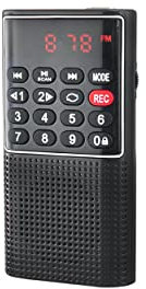 Radio de Poche Rechargeable FM, Lecteur de Carte Micro SD RMS 3W, Prise Casque - Noir