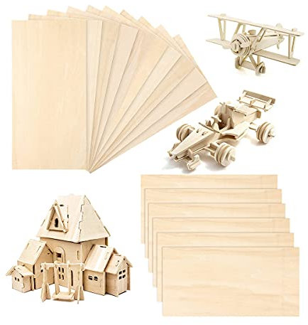 Tiardey 10 pièces (200 x 100 x 2 mm) Feuilles de Bois de balsa Feuilles de balsa Minces Panneau de contreplaqué Non Fini pour Bricolage Maison en Bois Avion Navire Modèle de Bateau Projets