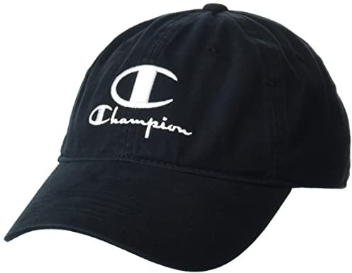 Champion Herren Garment Washed Relaxed Mütze, Doppellogo Hut, Schwarz-590618, Einheitsgröße