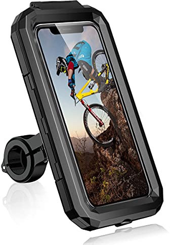 Faneam Support Telephone Vélo Etanche Support de Guidon Portable Téléphone 360° Rotation Support Smartphone Moto Scooter Détachable, Porte Telephone Velo pour Smartphone 4,7-6,1 Pouces (S)