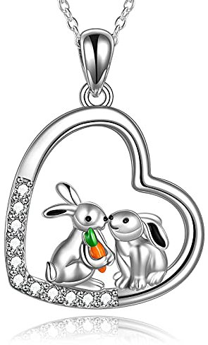 VENACOLY Kaninchen Geschenke für Frauen Hase Kaninchen Halskette Sterling Silber niedlich Kaninchen Tier Anhänger Schmuck für Tochter Frau Schwester Freundin