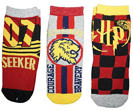 3 Paar Harry Potter Jungen Terry ABS Socken | Kinder Winter Stoppersocken (mehrfarbig, 23-26)