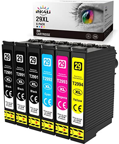 INK4U 29 XL Kompatible Tintenpatronen für Epson 29 29XL für Expression Home XP-235 XP-245 XP-247 XP-255 XP-257 XP-332 XP-335 XP-342 XP-345 XP-352 XP-355 XP-432 (3 Schwarz,1 Cyan,1 Magenta,1 Gelb)