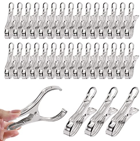 Tanstic 40Pcs 3.5 Inch Stainless Steel Greenhouse Clamps Garden Clips Greenhouse Clips Heavy Duty Garden Clips with Strong Grip and Large Open Mouth for Netting Holding