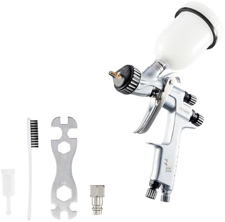 BenBow Pistola per verniciatura PK70 Mini – MP ugello da 1,2 mm, ad aria compressa, professionale – Pistola spray con bicchiere di plastica da 100 ml